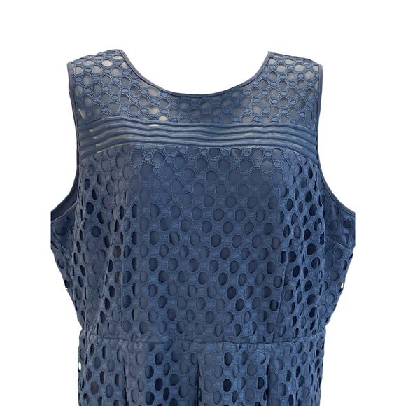 Size 26 Lane Bryant Slate Blue Lace Sleeveless Dress Plus Curvy Party Dress - Picture 2 of 8